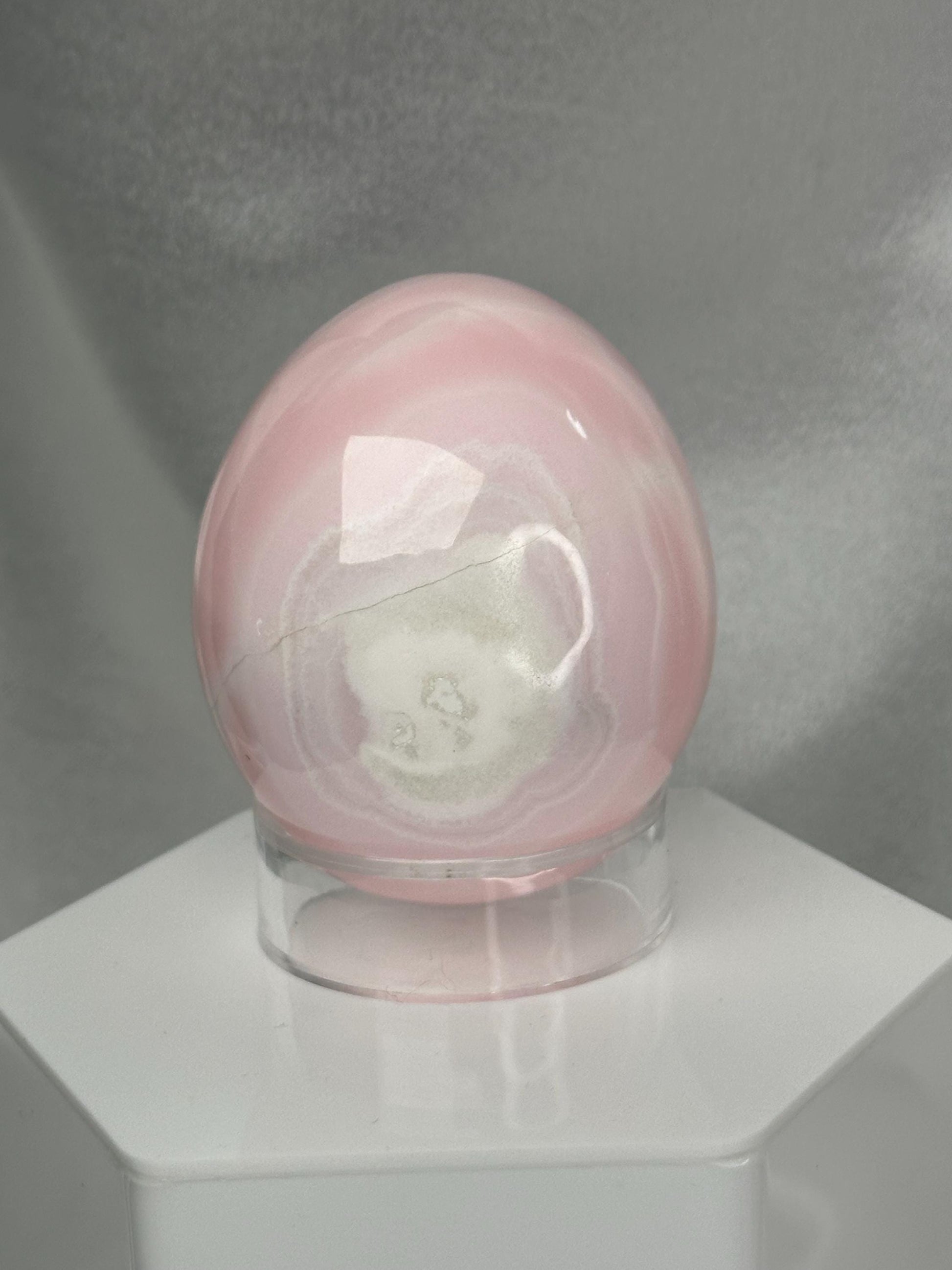Mangano Calcite Egg | Natural Pink Calcite Crystal Egg | UV Reactive Mineral Specimen for Collectors & Display