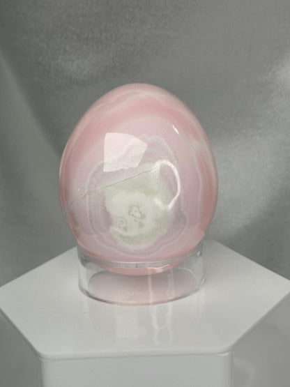 Mangano Calcite Egg | Natural Pink Calcite Crystal Egg | UV Reactive Mineral Specimen for Collectors & Display