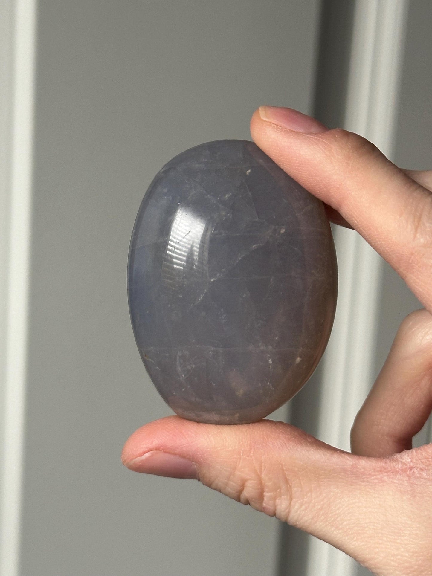 Blue Rose Quartz Small Palm Stone | Natural Quartz Crystal Handheld Piece | Smooth Mineral Specimen | Collector Display Decorative Accent