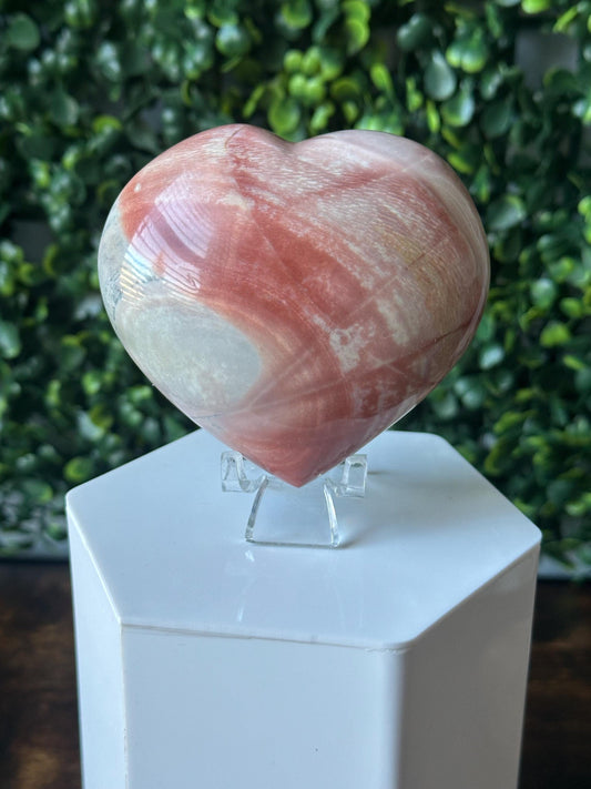 Polychrome Jasper Heart Carving | Multicolor Stone Sculpture | Smooth Mineral Display Piece | Decorative Collectible Crystal Accent