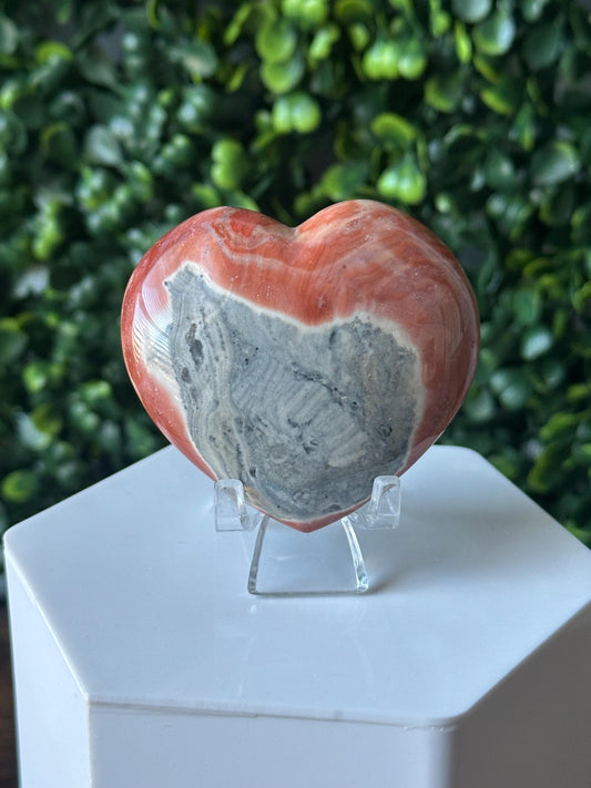 Polychrome Jasper Heart Carving | Multicolor Stone Sculpture | Smooth Mineral Display Piece | Decorative Collectible Crystal Accent