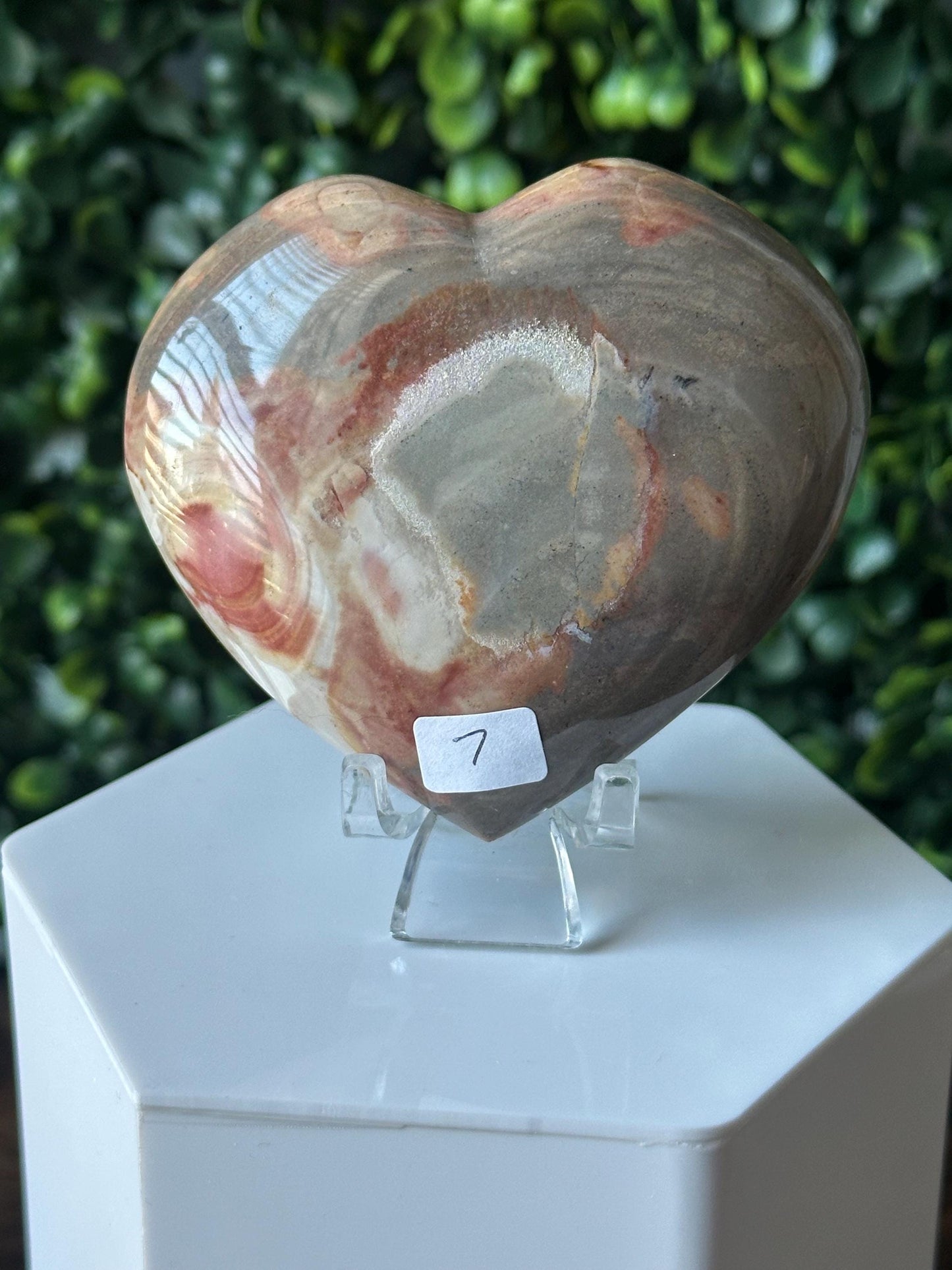 Polychrome Jasper Heart Carving | Multicolor Stone Sculpture | Smooth Mineral Display Piece | Decorative Collectible Crystal Accent