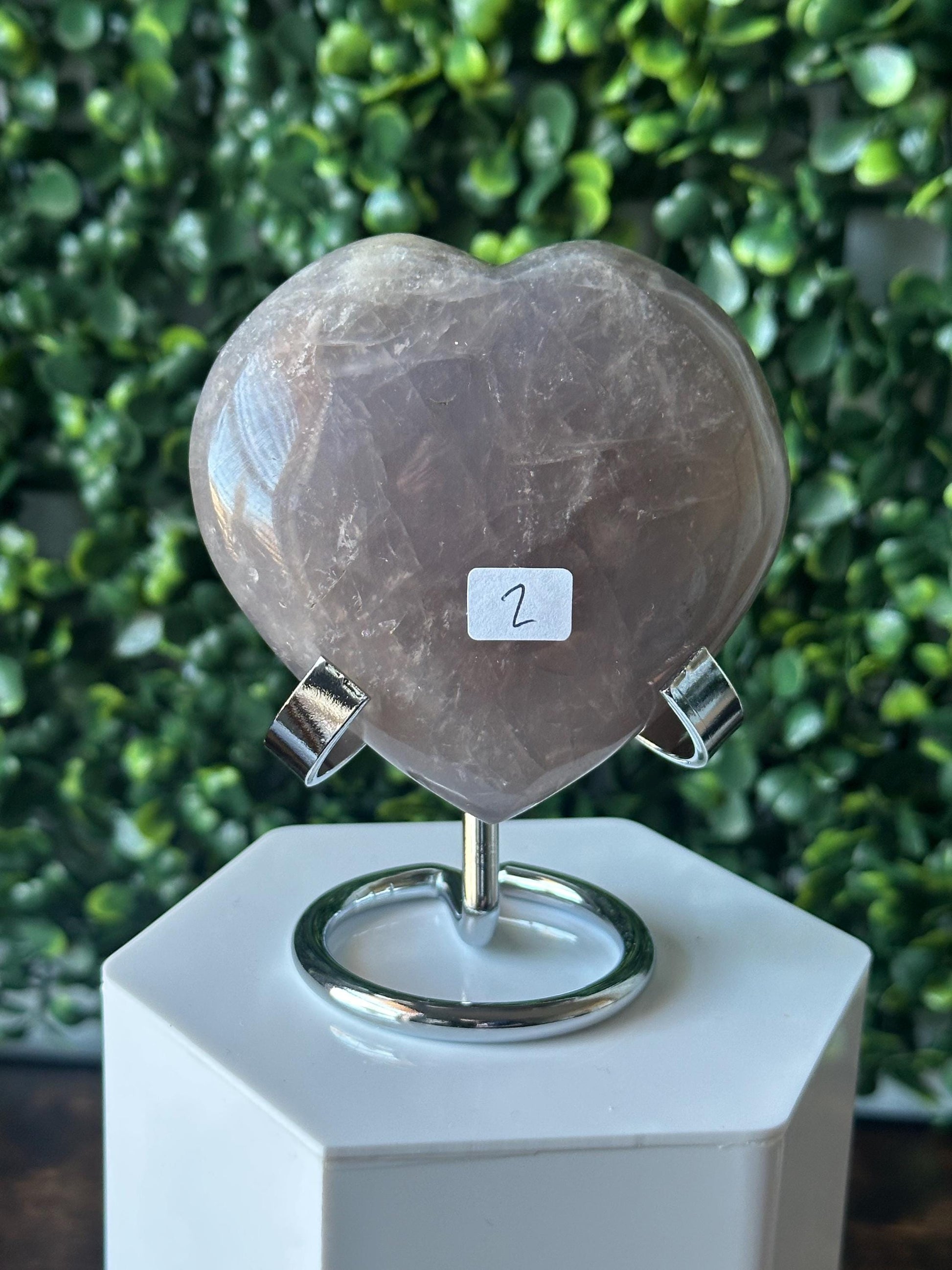 Blue Rose Quartz Heart with Metal Stand | Natural Quartz Crystal Heart Display | Polished Stone Decor Piece for Collectors & Home Shelves