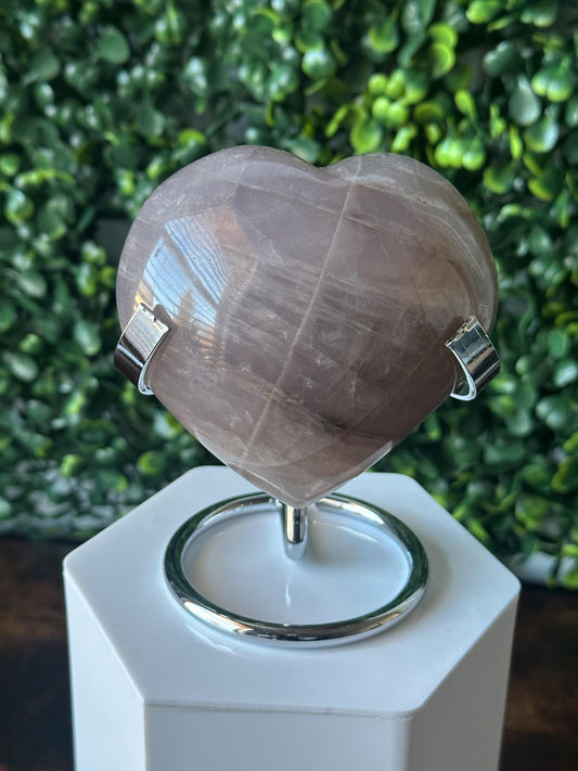 Blue Rose Quartz Heart with Metal Stand | Natural Quartz Crystal Heart Display | Polished Stone Decor Piece for Collectors & Home Shelves