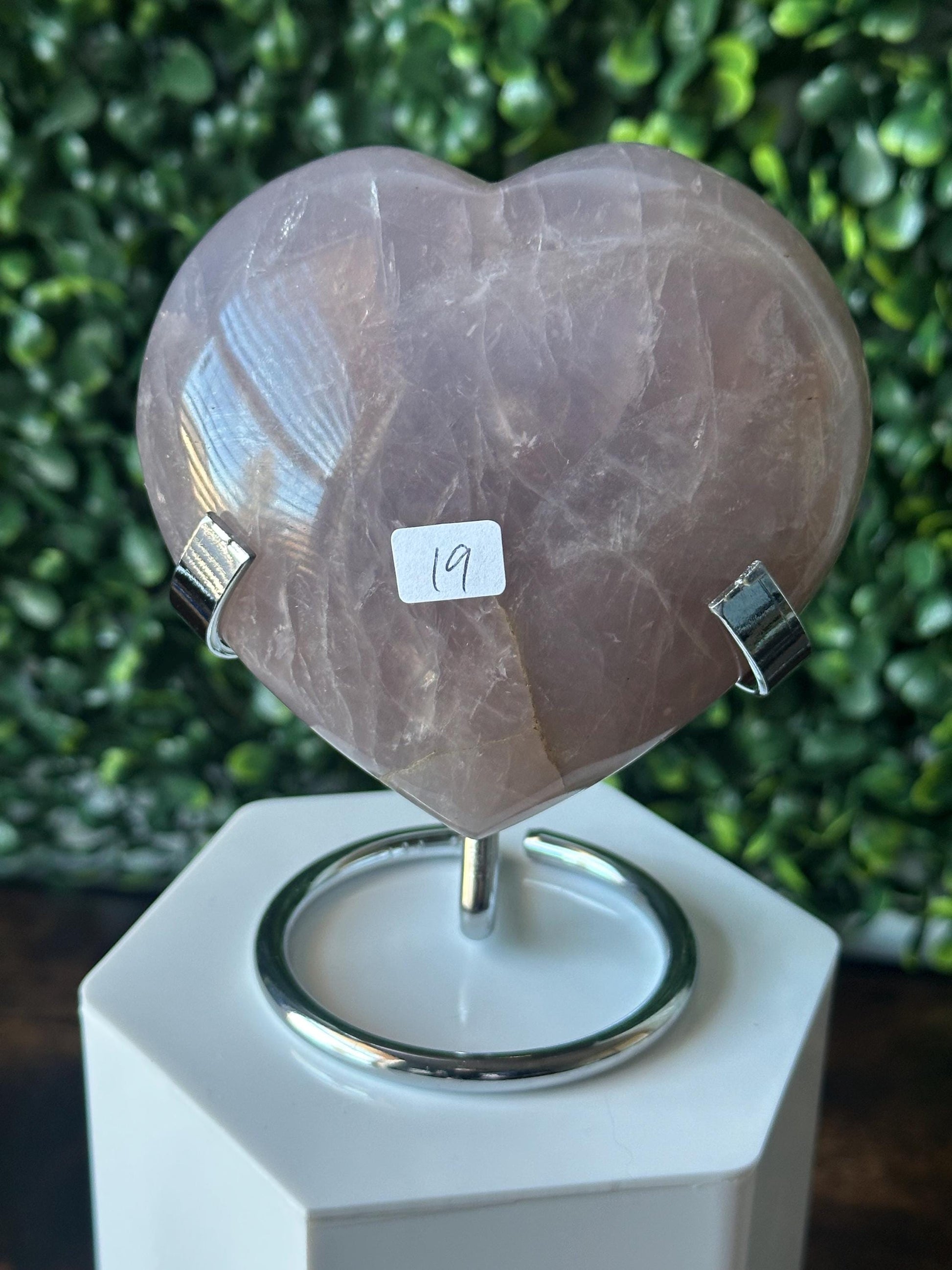Blue Rose Quartz Heart with Metal Stand | Natural Quartz Crystal Heart Display | Polished Stone Decor Piece for Collectors & Home Shelves