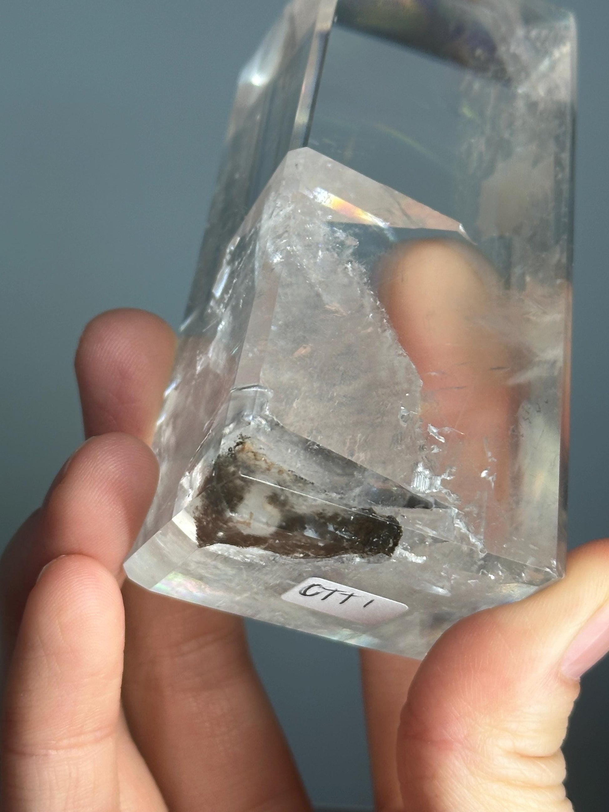 Optical Calcite Tower | Natural Clear Calcite Crystal Point | Polished Standing Iceland Spar Mineral Specimen for Collectors Display Decor