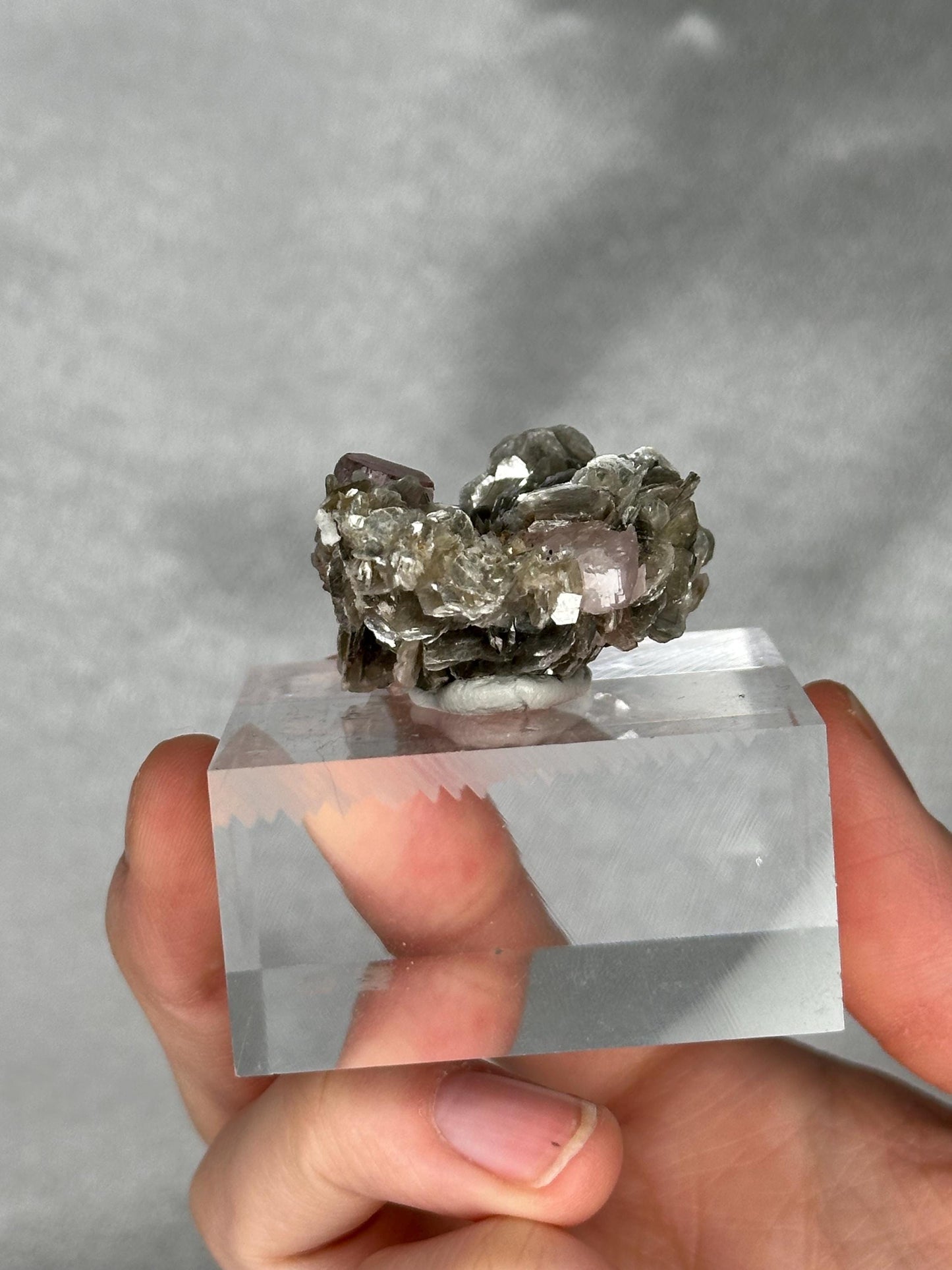 Gemmy Pink Apatite Muscovite Specimen | Rosy Crystal Formation | Natural Mineral Display Piece | Collector Showcase Decorative Accent