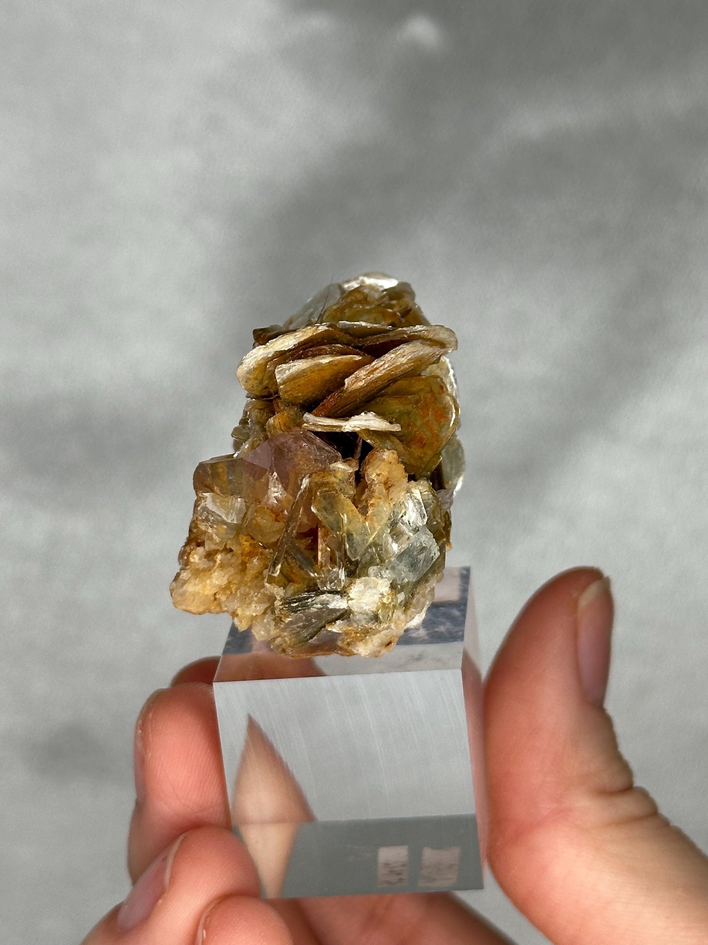Gemmy Pink Apatite Muscovite Specimen | Rosy Crystal Formation | Natural Mineral Display Piece | Collector Showcase Decorative Accent