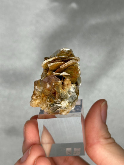 Gemmy Pink Apatite Muscovite Specimen | Rosy Crystal Formation | Natural Mineral Display Piece | Collector Showcase Decorative Accent