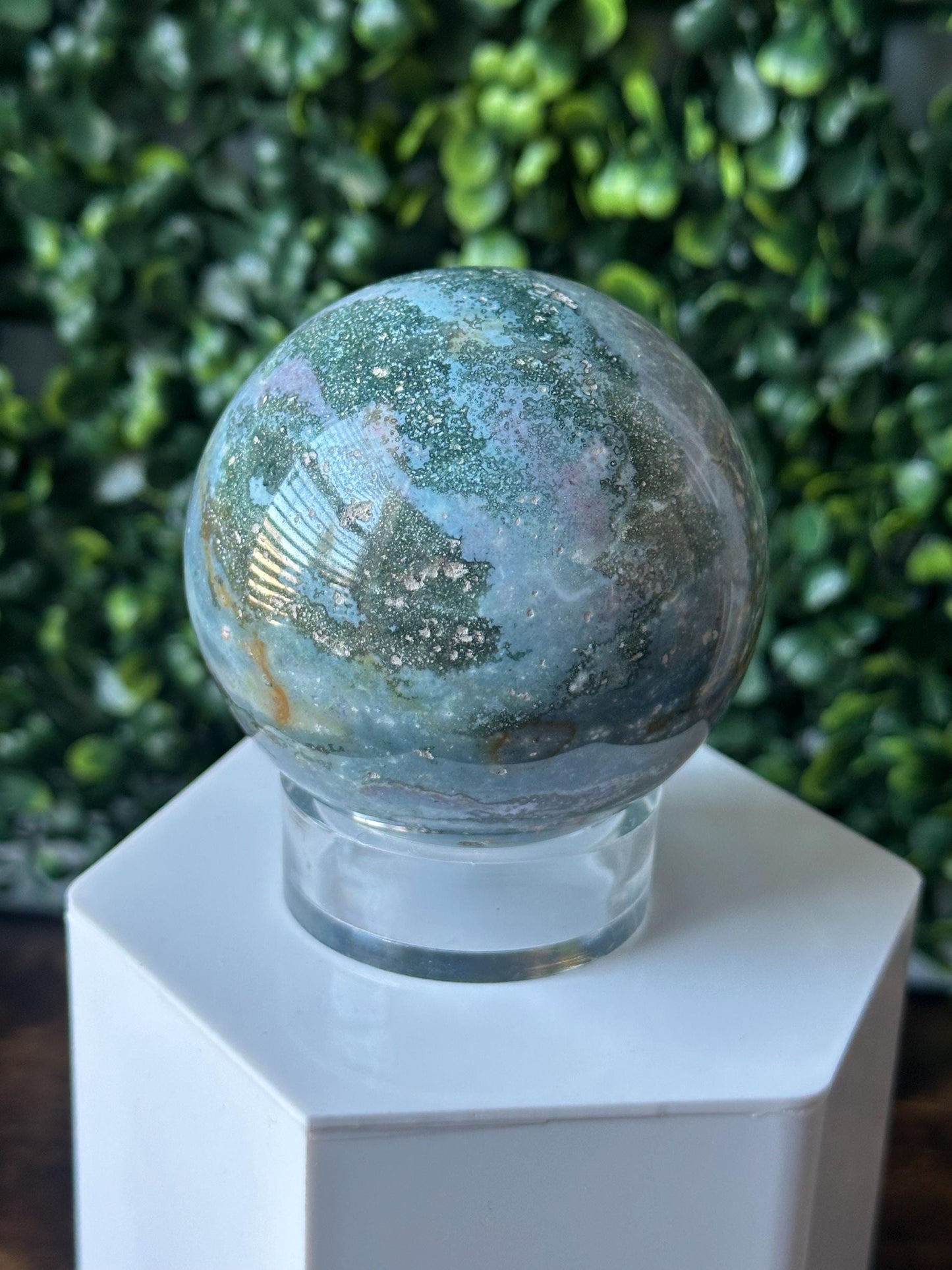 Sea Jasper Sphere | Natural Ocean Jasper Crystal Orb | Polished Stone Ball Mineral Specimen | Collector Display Decorative Accent