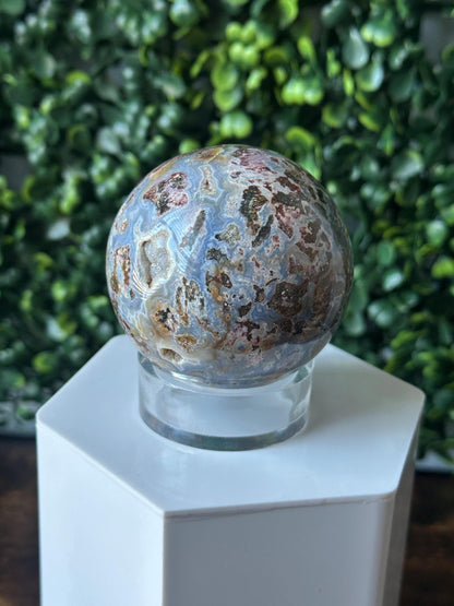 Sea Jasper Sphere | Natural Ocean Jasper Crystal Orb | Polished Stone Ball Mineral Specimen | Collector Display Decorative Accent