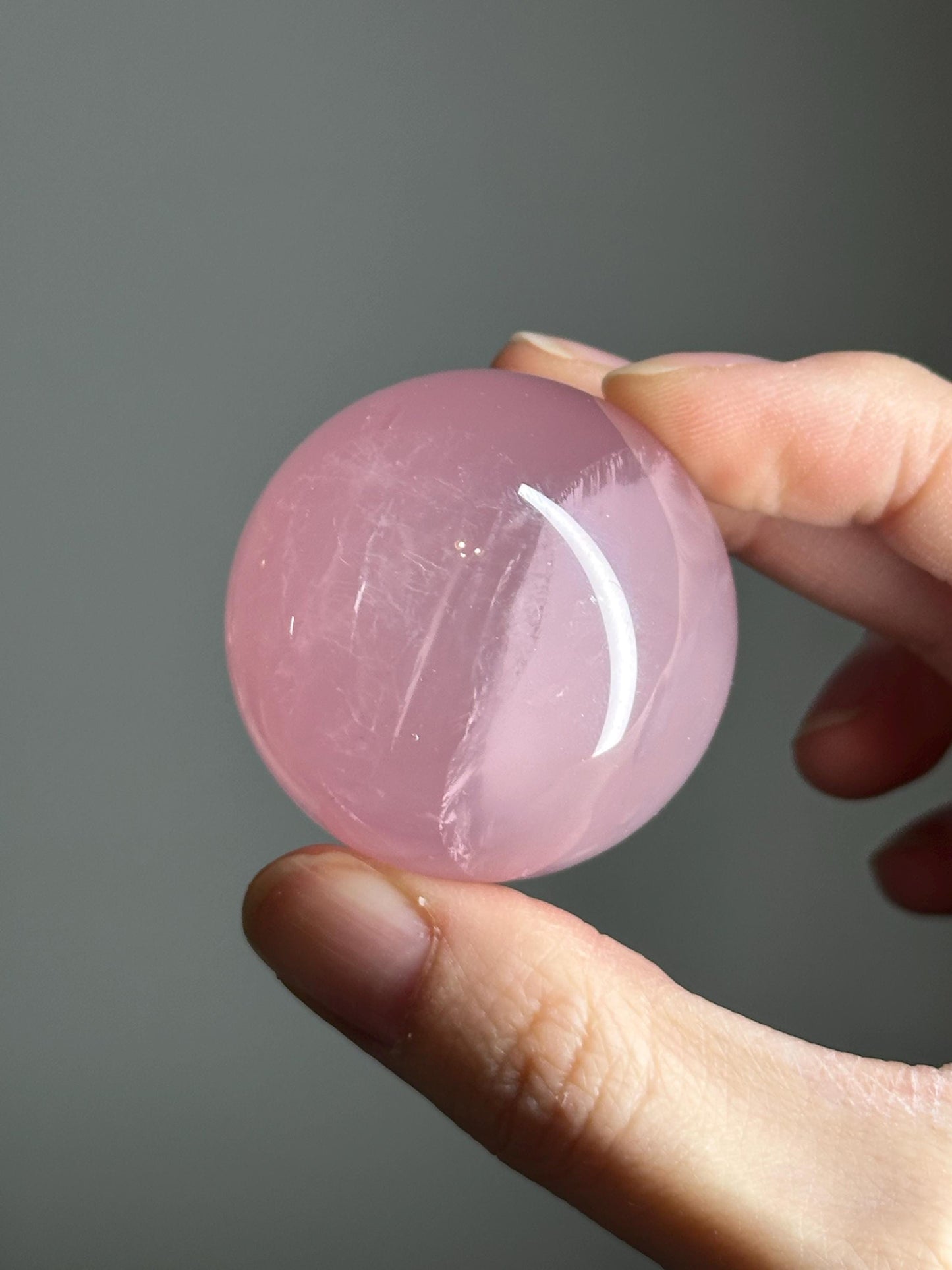 Rose Quartz Sphere – Polished Pink Crystal Orb of Love, Gentle Heart Chakra Stone, Decor, Meditation, or Gift Display