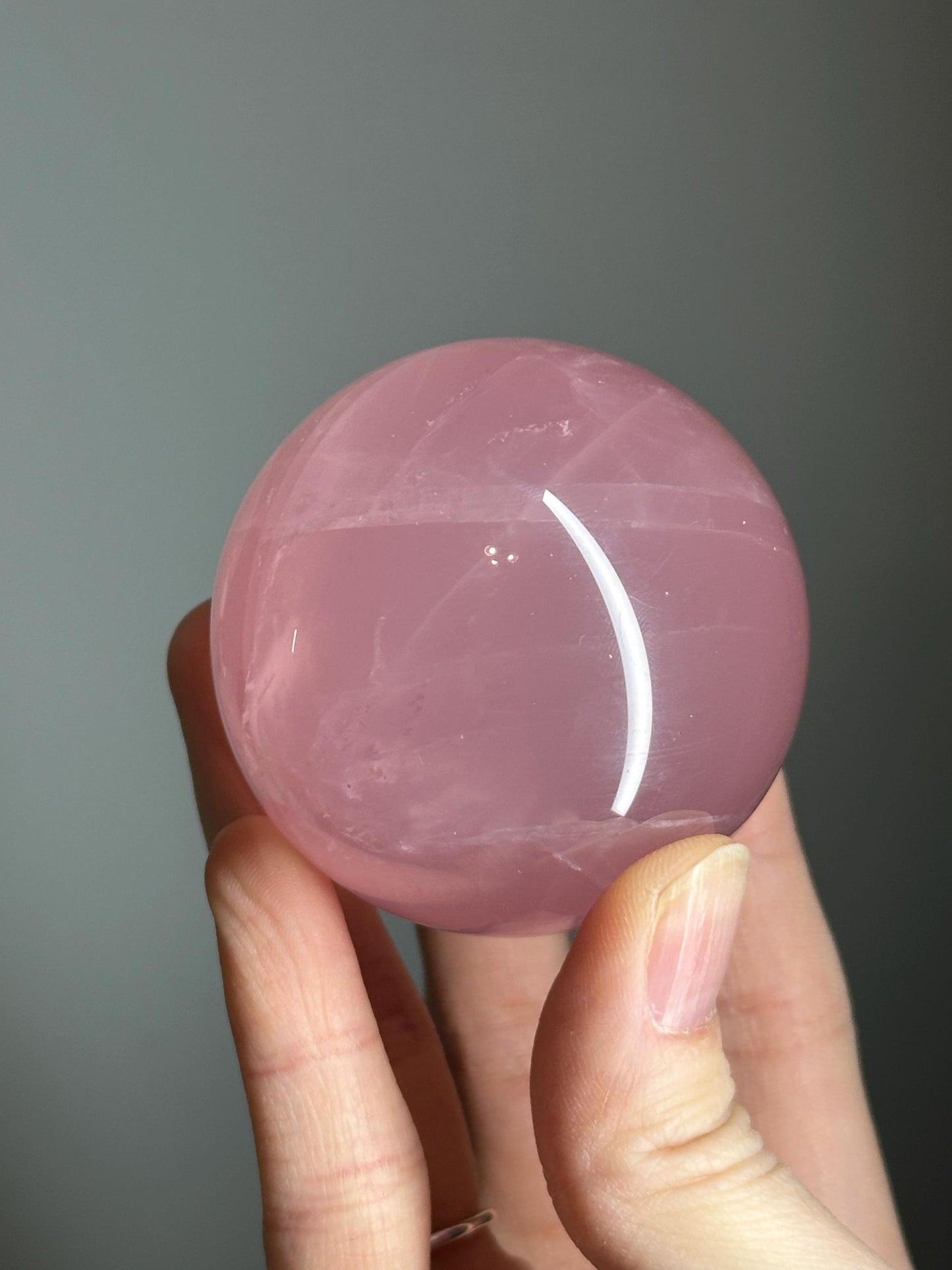 Rose Quartz Sphere – Polished Pink Crystal Orb of Love, Gentle Heart Chakra Stone, Decor, Meditation, or Gift Display