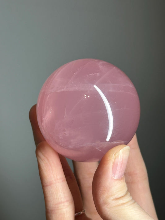 Rose Quartz Sphere – Polished Pink Crystal Orb of Love, Gentle Heart Chakra Stone, Decor, Meditation, or Gift Display