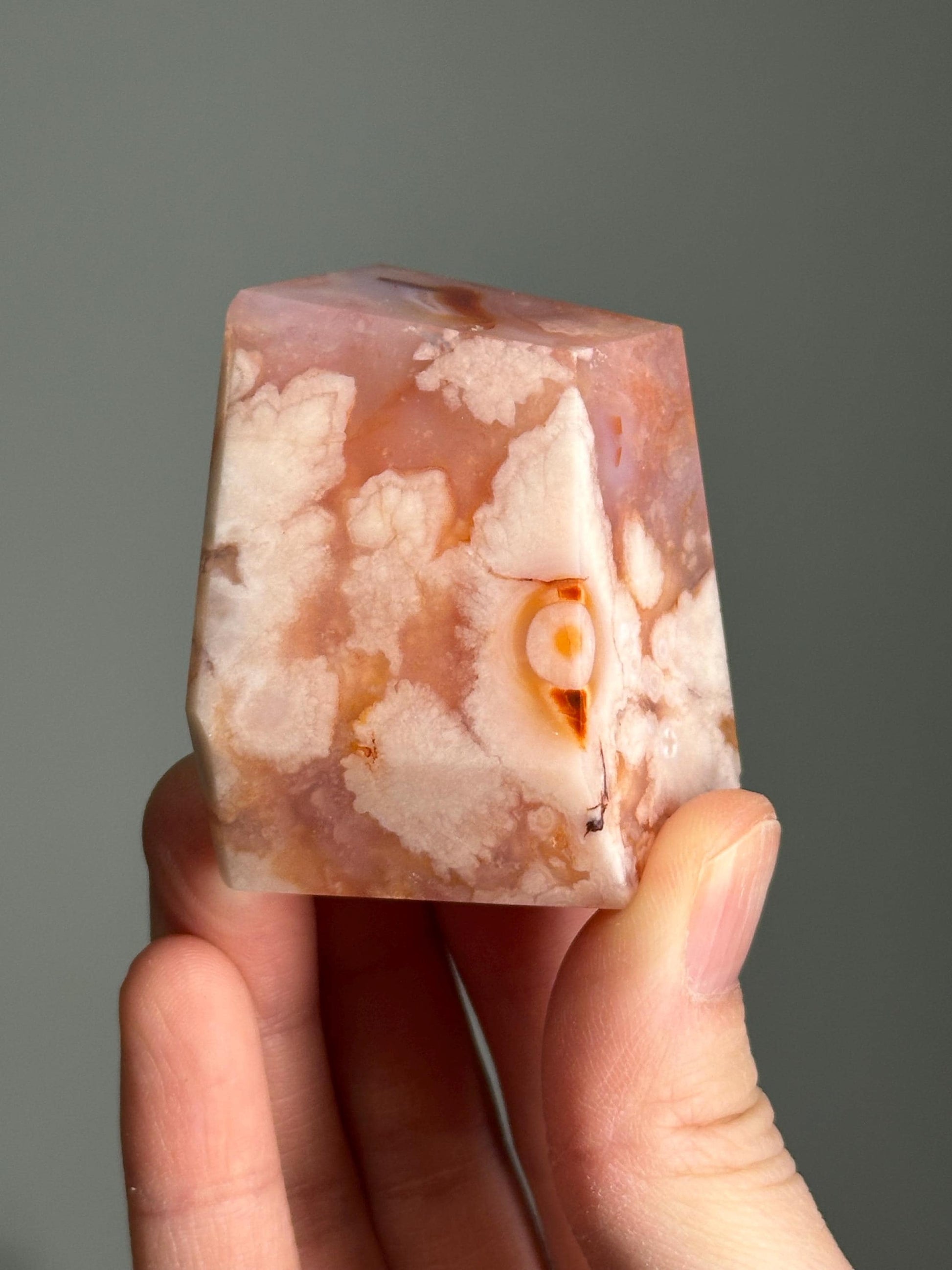 Pink Carnelian Flower Agate Freeform | Polished Crystal Display | Stone of Passion & Growth | Natural Gemstone for Energy And Balance