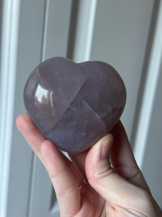 Blue Rose Quartz Heart with Metal Stand | Natural Quartz Crystal Heart Display | Polished Stone Decor Piece for Collectors & Home Shelves