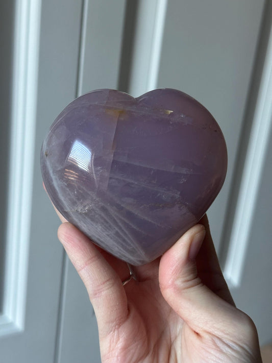 Blue Rose Quartz Heart with Metal Stand | Natural Quartz Crystal Heart Display | Polished Stone Decor Piece for Collectors & Home Shelves