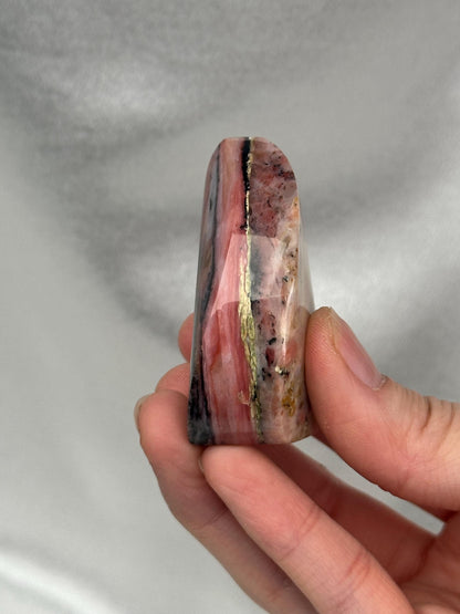 Strawberry Pink Opal Flame | Natural Pink Opal Crystal Flame Carving | Polished Stone Display Piece | Collector Decorative Mineral Accent