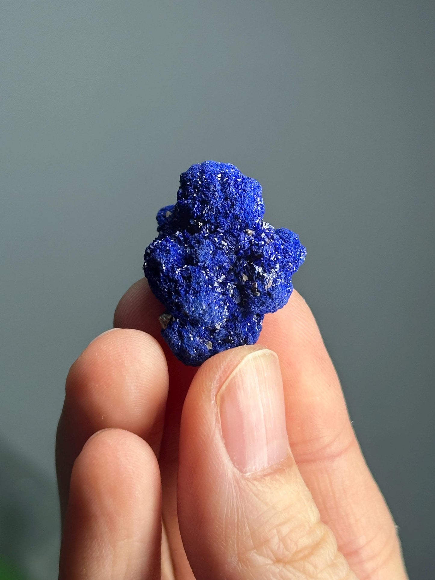 Mini Azurite Specimen | Natural Deep Blue Azurite Mineral Crystal | Small Raw Collector Display Piece for Cabinet or Shelf