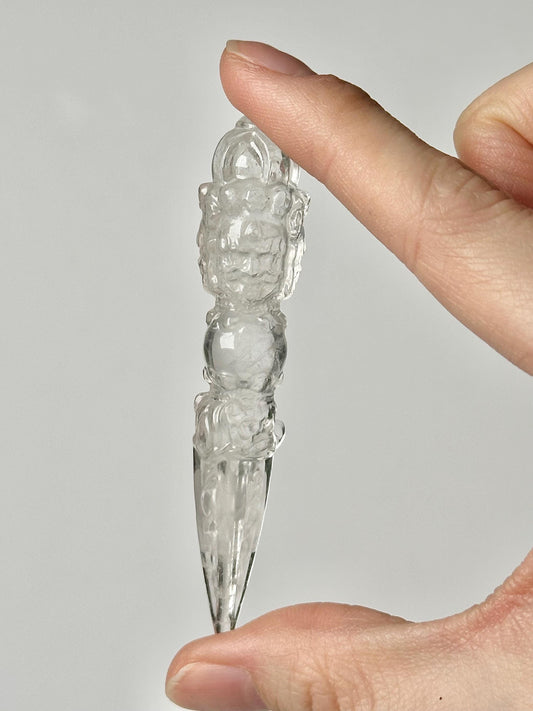 Mini Clear Quartz Phurba - YOU PICK – Tibetan Ritual Dagger, Crystal Healing Tool, Spiritual Decor, Meditation Altar Accessory, Energy Wand