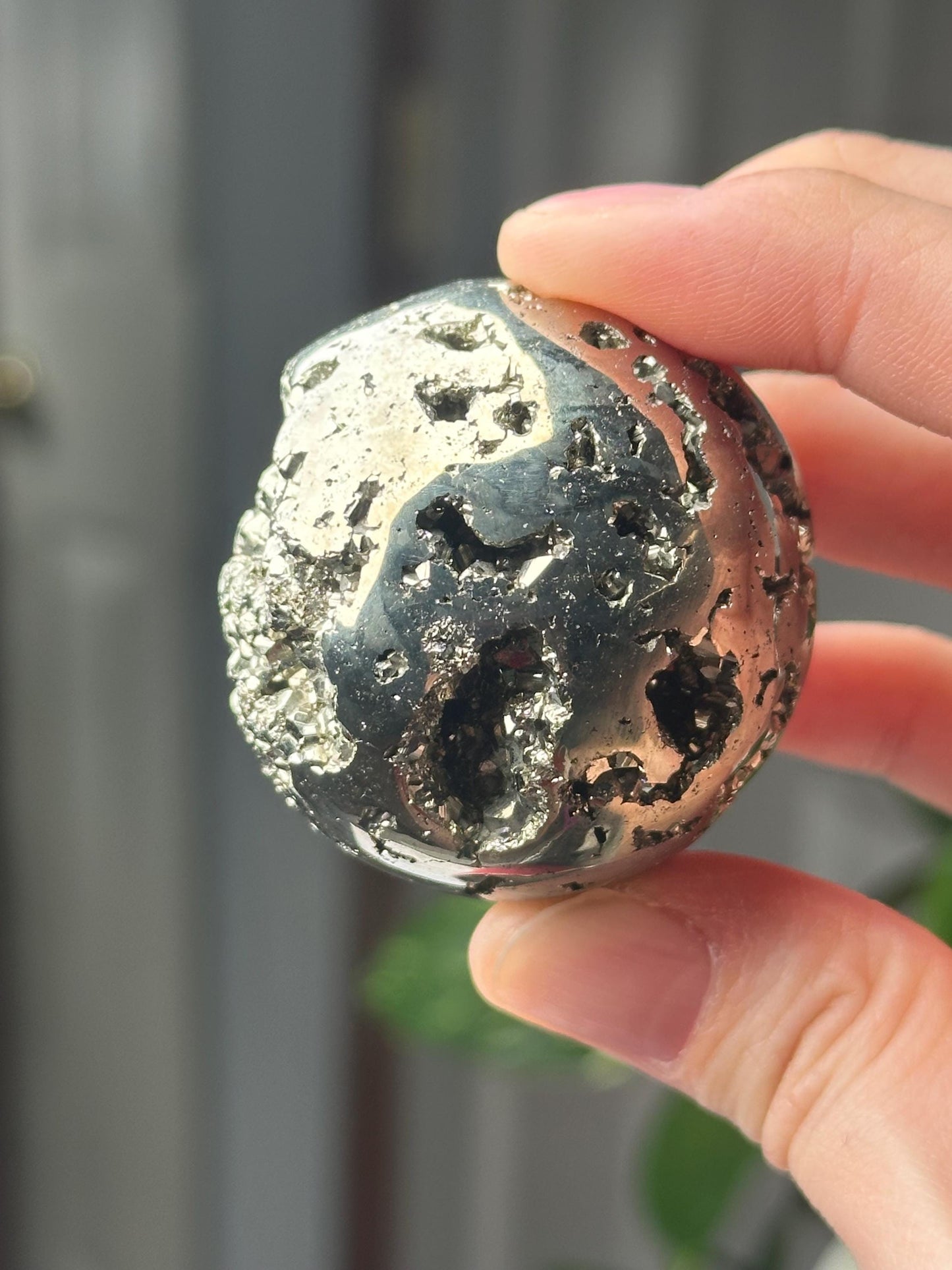 Pyrite Sphere | Natural Pyrite Crystal Ball | Metallic Mineral Orb Specimen for Collectors Display Decor Accent