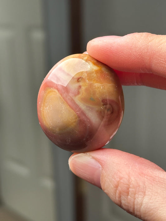 Mini Polychrome Jasper Palmstone | Colorful Stone Handheld Sculpture | Smooth Mineral Display Piece | Decorative Crystal Collectible