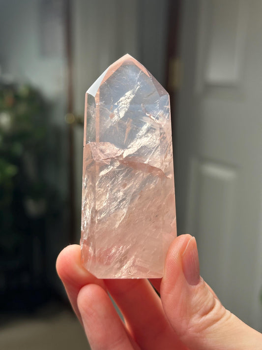 Gemmy Rose Quartz Towers | Brazil | Natural Pink Crystal Point | Raw Standing Rose Quartz for Decor, Energy Work & Crystal Collectors