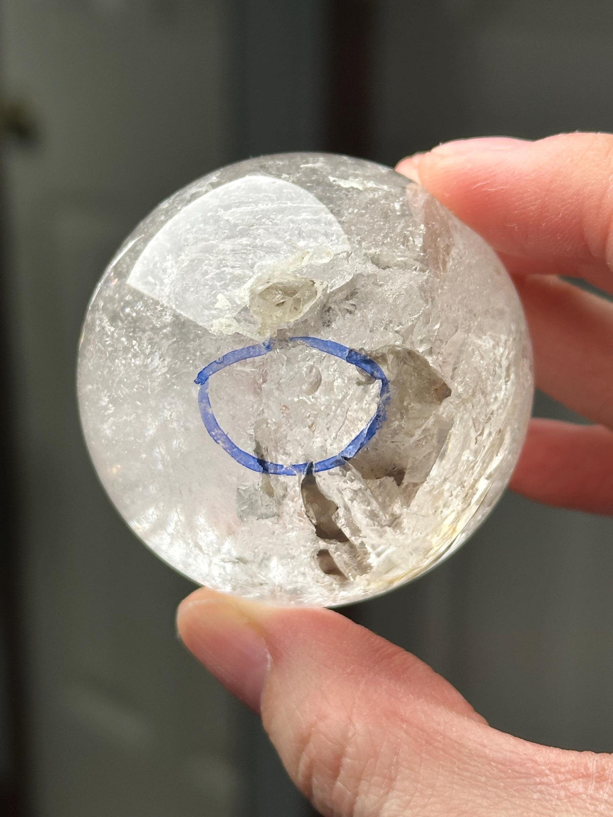 Clear Quartz Enhydro with Hematite Sphere | Natural Inclusion Quartz Crystal Ball | Rare Mineral Specimen for Collectors Display Decor