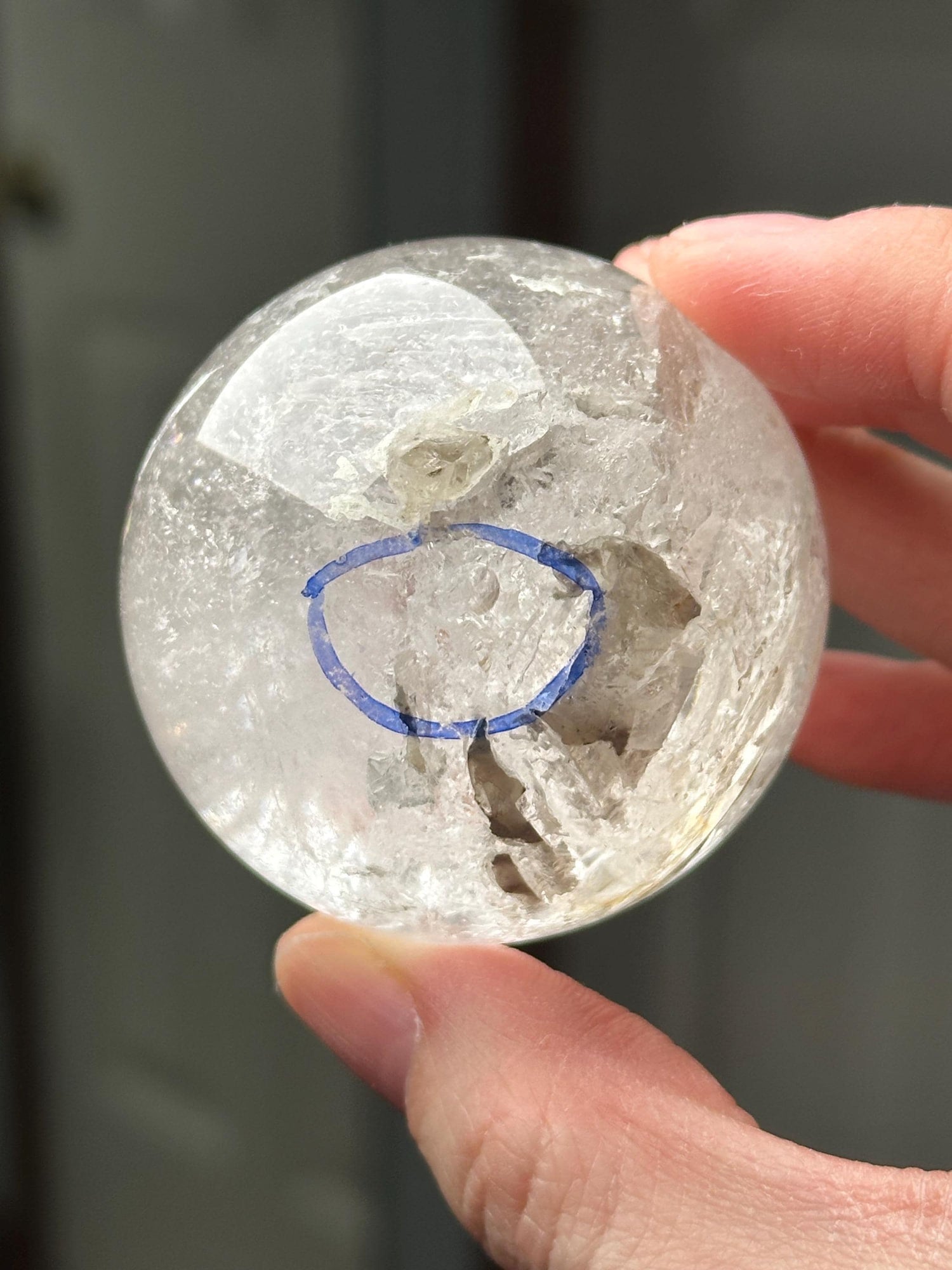 Clear Quartz Enhydro with Hematite Sphere | Natural Inclusion Quartz Crystal Ball | Rare Mineral Specimen for Collectors Display Decor