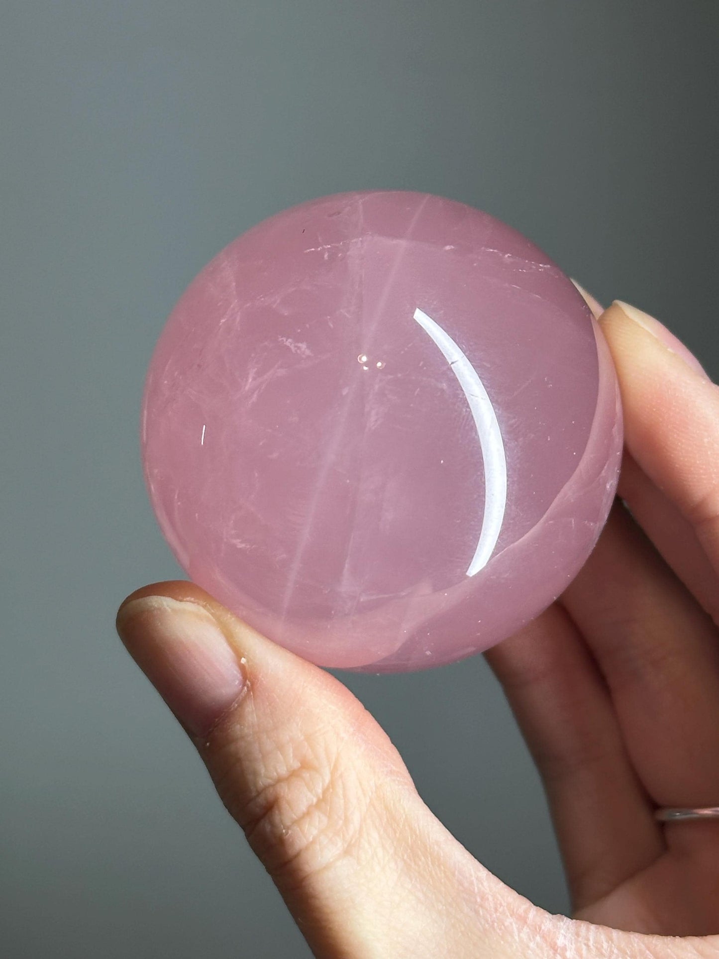 Rose Quartz Sphere – Polished Pink Crystal Orb of Love, Gentle Heart Chakra Stone, Decor, Meditation, or Gift Display