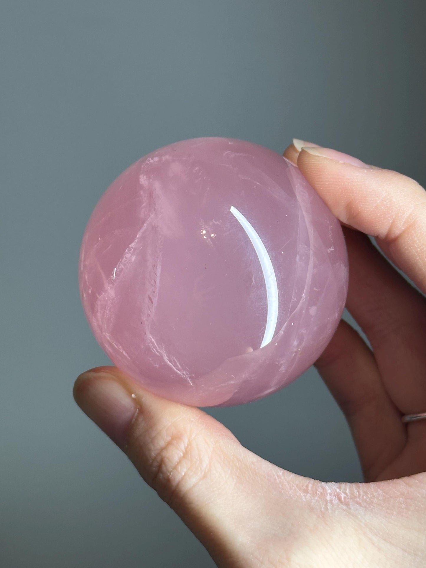 Rose Quartz Sphere – Polished Pink Crystal Orb of Love, Gentle Heart Chakra Stone, Decor, Meditation, or Gift Display