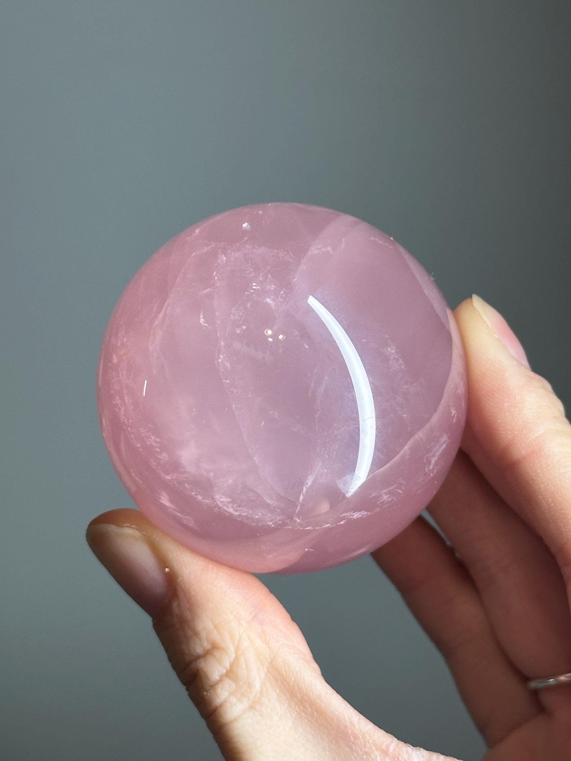 Rose Quartz Sphere – Polished Pink Crystal Orb of Love, Gentle Heart Chakra Stone, Decor, Meditation, or Gift Display
