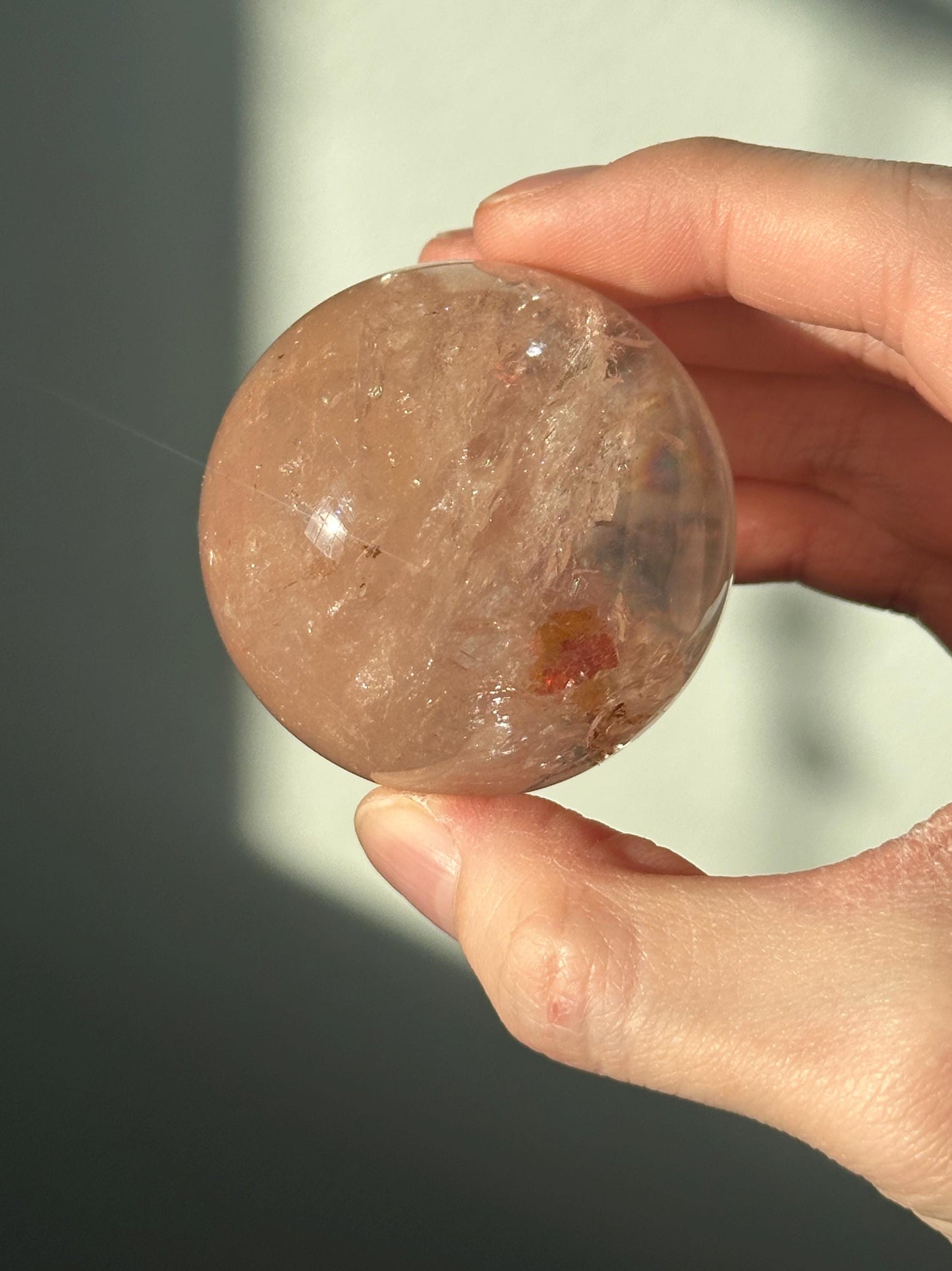 Pink Fire Quartz | Natural Hematite Included Quartz Crystal | Vibrant Mineral Display Piece for Collectors Cabinet Decor Accent