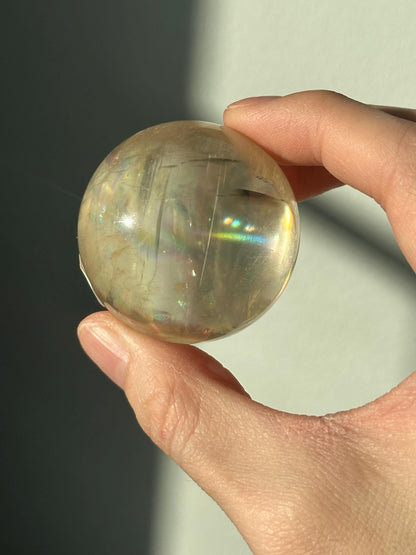 Optical Calcite Sphere | Natural Clear Calcite Crystal Ball | Iceland Spar Mineral Orb Specimen for Collectors Display Decor Accent