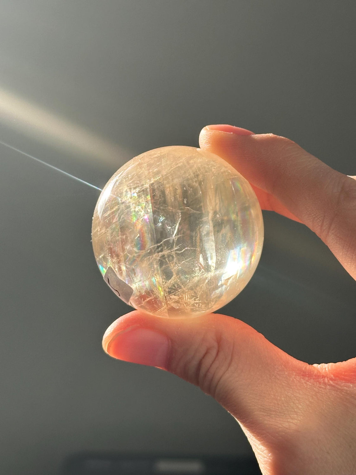 Optical Calcite Sphere | Natural Clear Calcite Crystal Ball | Iceland Spar Mineral Orb Specimen for Collectors Display Decor Accent