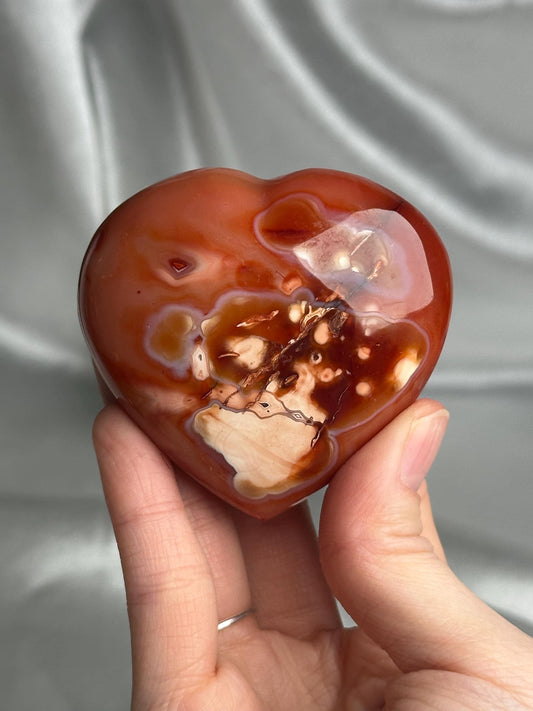 Carnelian Heart | Natural Orange Carnelian Crystal Heart Carving | Polished Mineral Specimen for Collectors Display Decor Accent