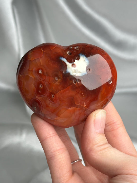 Carnelian Heart | Natural Orange Carnelian Crystal Heart Carving | Polished Mineral Specimen for Collectors Display Decor Accent