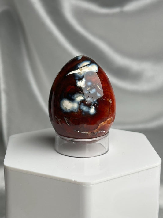 Carnelian Egg | Natural Orange Carnelian Crystal Egg Carving | Polished Mineral Specimen for Collectors Display Decor Accent