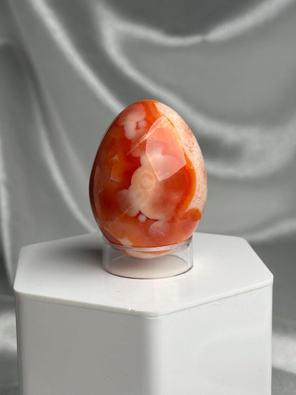 Carnelian Egg | Natural Orange Carnelian Crystal Egg Carving | Polished Mineral Specimen for Collectors Display Decor Accent