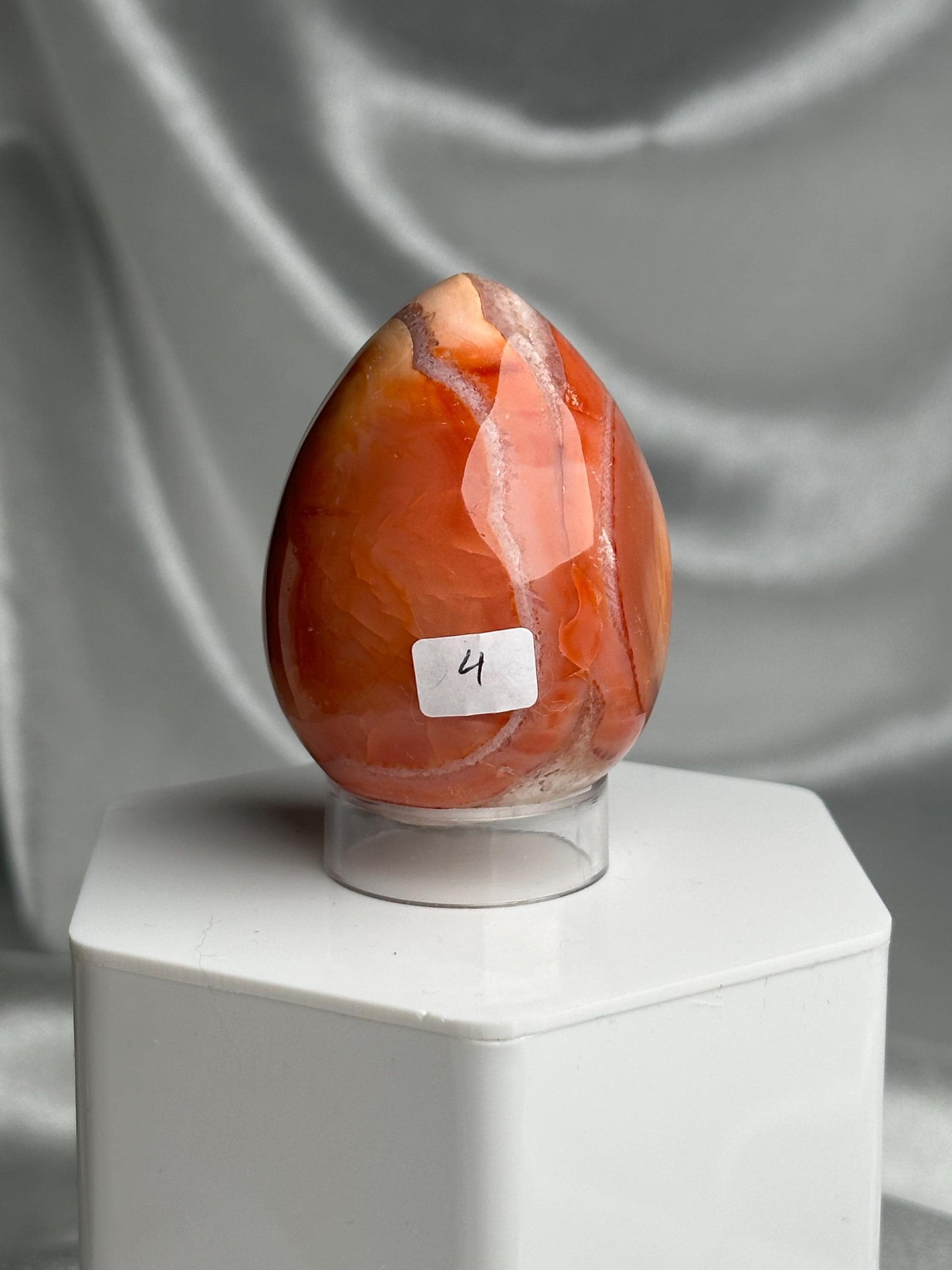Carnelian Egg | Natural Orange Carnelian Crystal Egg Carving | Polished Mineral Specimen for Collectors Display Decor Accent