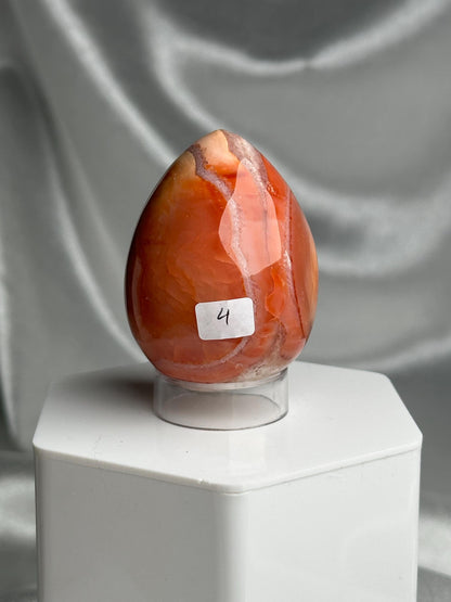 Carnelian Egg | Natural Orange Carnelian Crystal Egg Carving | Polished Mineral Specimen for Collectors Display Decor Accent