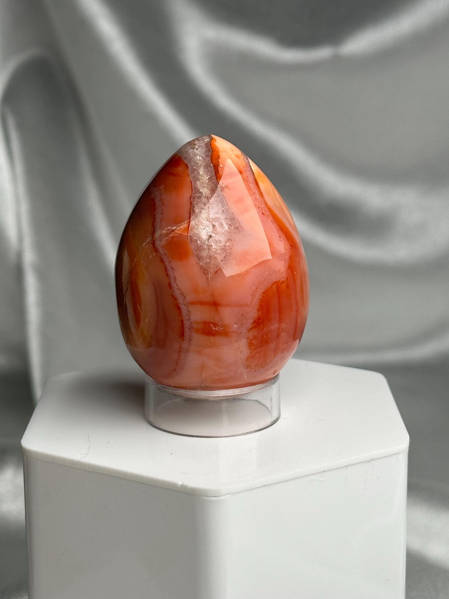 Carnelian Egg | Natural Orange Carnelian Crystal Egg Carving | Polished Mineral Specimen for Collectors Display Decor Accent