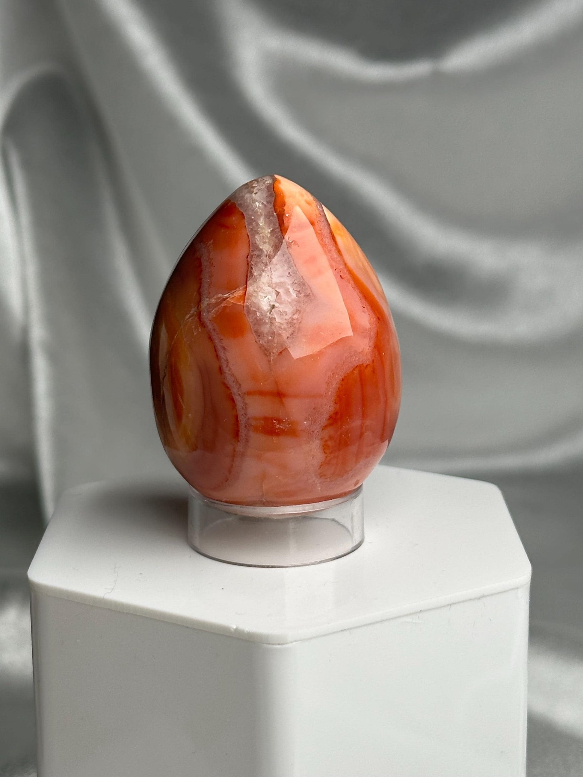 Carnelian Egg | Natural Orange Carnelian Crystal Egg Carving | Polished Mineral Specimen for Collectors Display Decor Accent