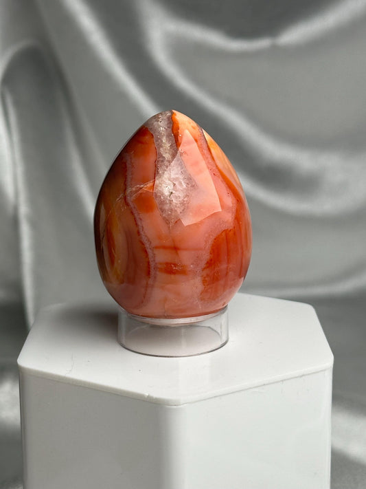 Carnelian Egg | Natural Orange Carnelian Crystal Egg Carving | Polished Mineral Specimen for Collectors Display Decor Accent