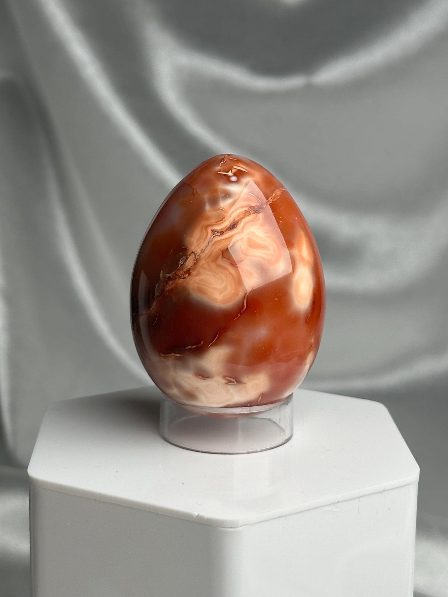 Carnelian Egg | Natural Orange Carnelian Crystal Egg Carving | Polished Mineral Specimen for Collectors Display Decor Accent