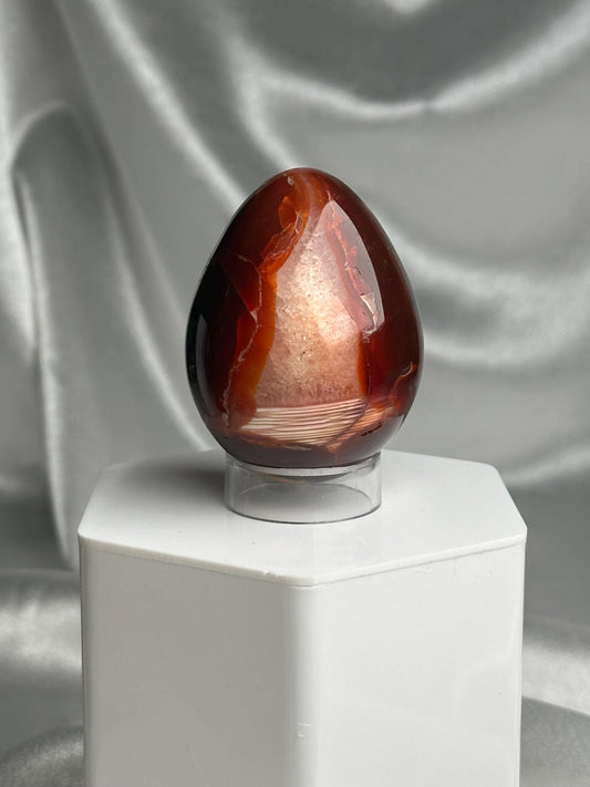 Carnelian Egg | Natural Orange Carnelian Crystal Egg Carving | Polished Mineral Specimen for Collectors Display Decor Accent