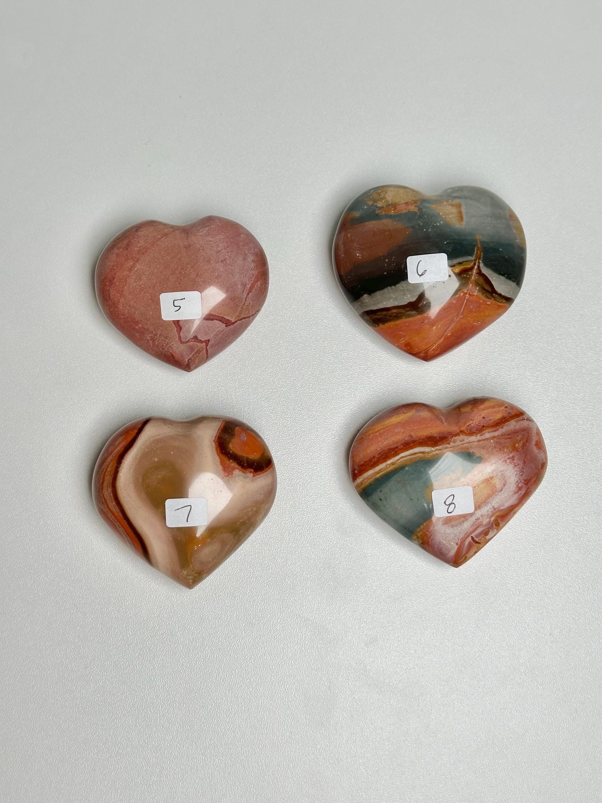 Polychrome Jasper Heart Carving | Multicolor Stone Sculpture | Smooth Mineral Display Piece | Decorative Collectible Crystal Accent