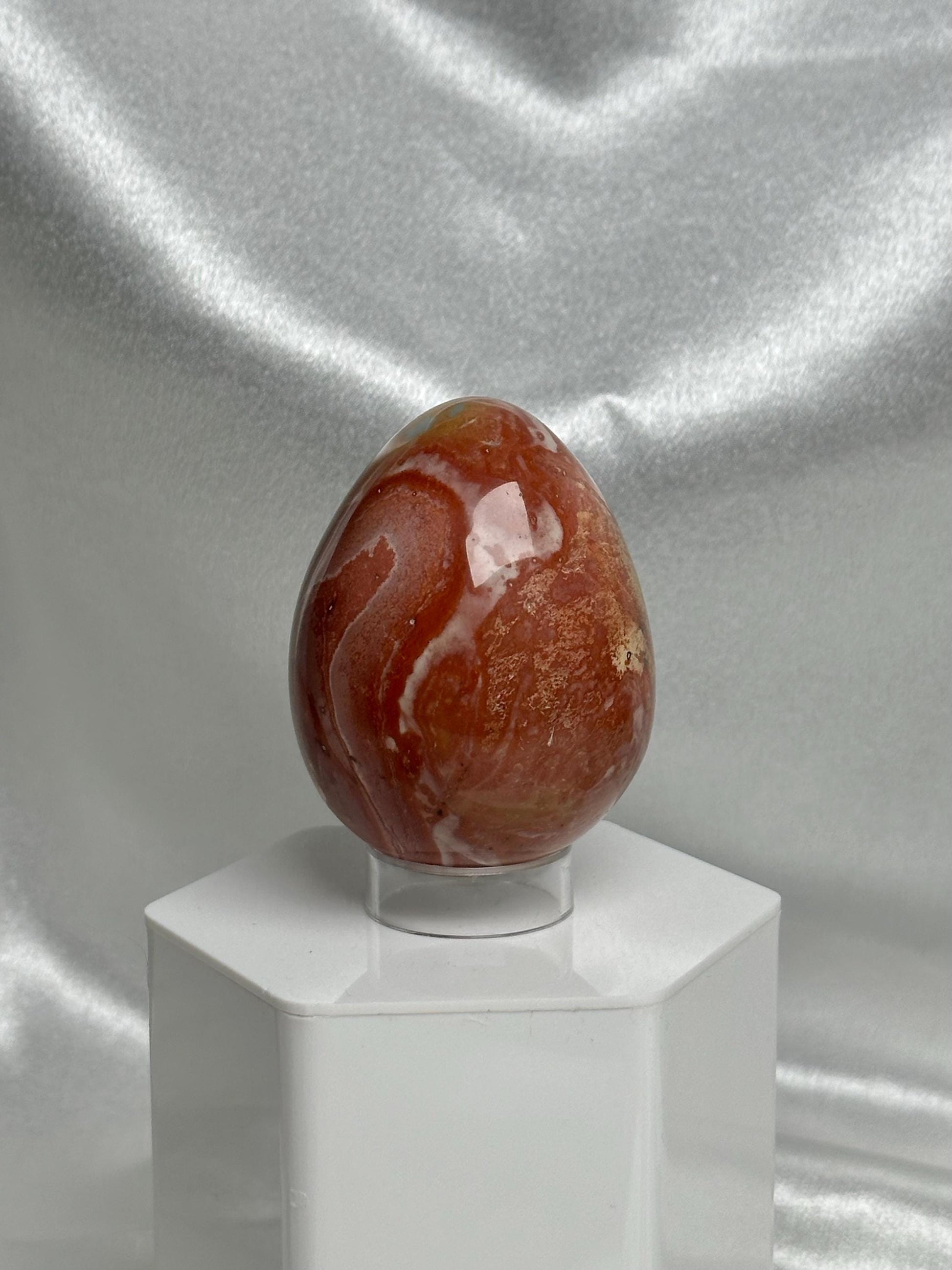 Polychrome Jasper Egg | Natural Multicolor Jasper Stone Egg Carving | Polished Mineral Specimen for Collectors Display Decor Accent
