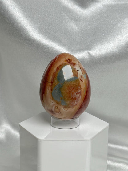 Polychrome Jasper Egg | Natural Multicolor Jasper Stone Egg Carving | Polished Mineral Specimen for Collectors Display Decor Accent
