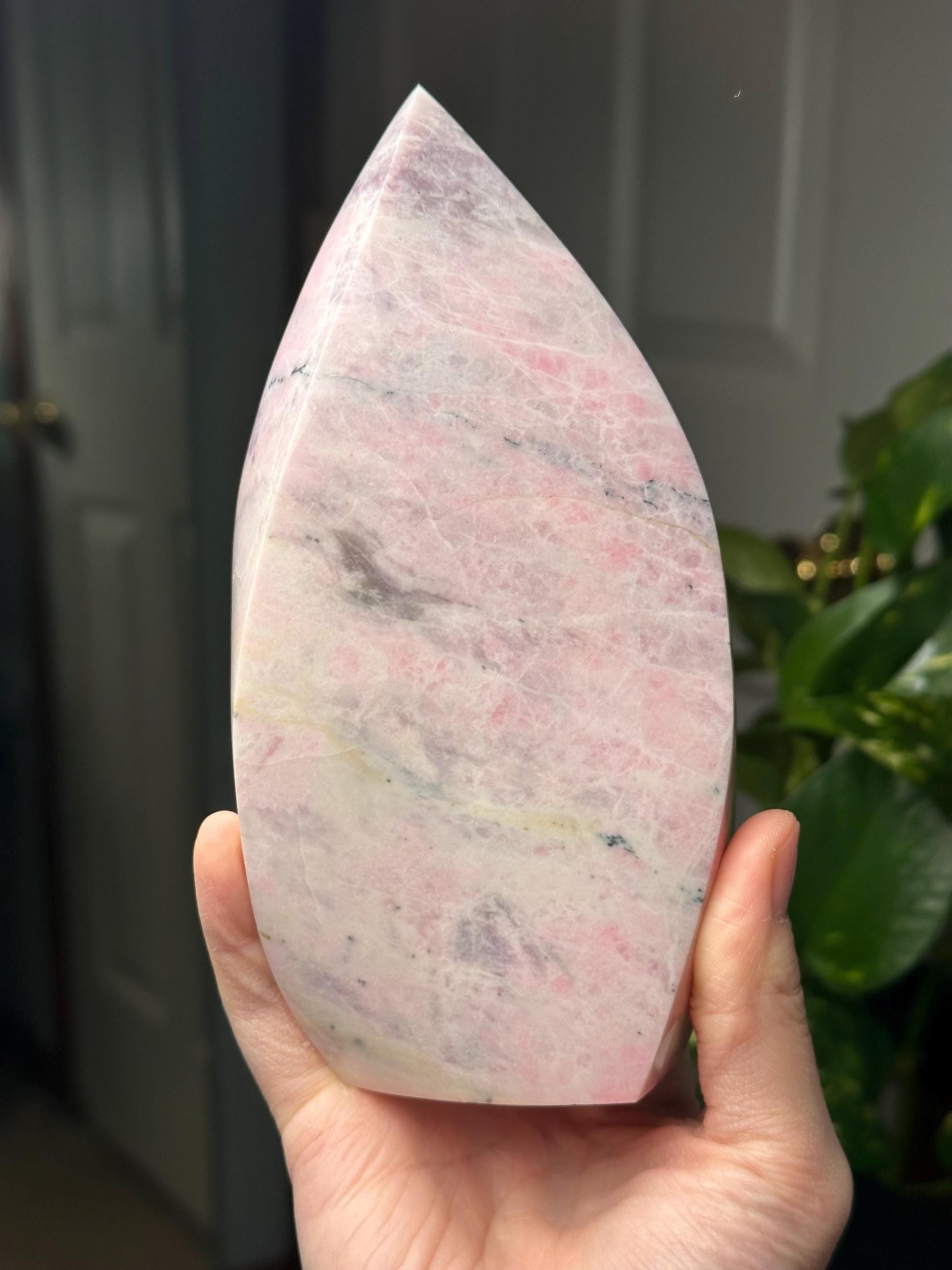 Hackmanite Pink Sodalite Flame | Natural UV Reactive Sodalite Group Mineral Carving | Rare Crystal Display Specimen for Collectors Decor